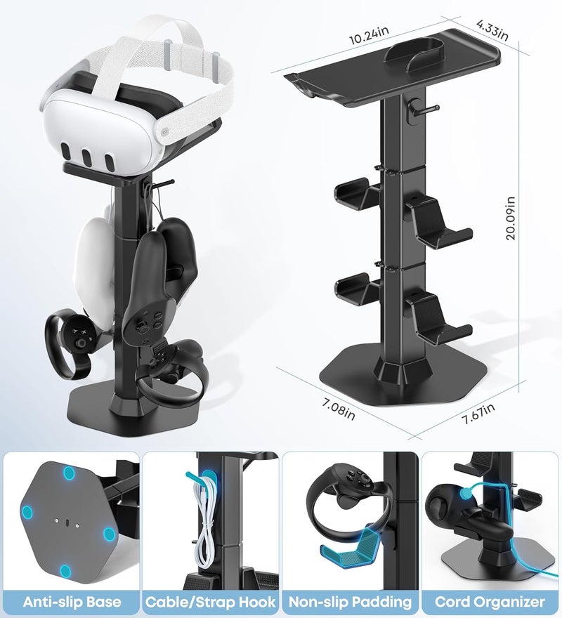 Kosker Headphone & Controller Stand with VR Headset Holder for Desk, Universal Gaming Controller & Headset Holder for PS5/Xbox/PSVR2/Meta Quest Pro/3/2, Headphone/Controller/VR Storage with Cable Organizer - Image 4